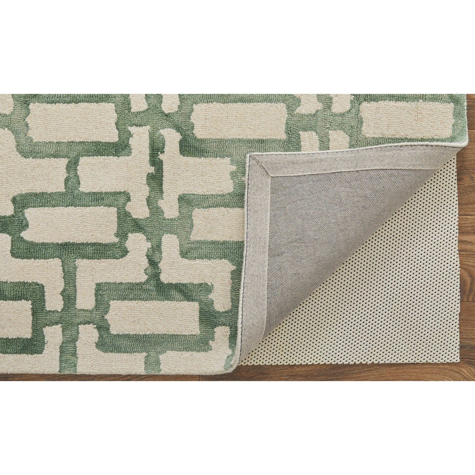 Feizy Lorrain 8919F Modern Geometric Rug in Ivory/Green