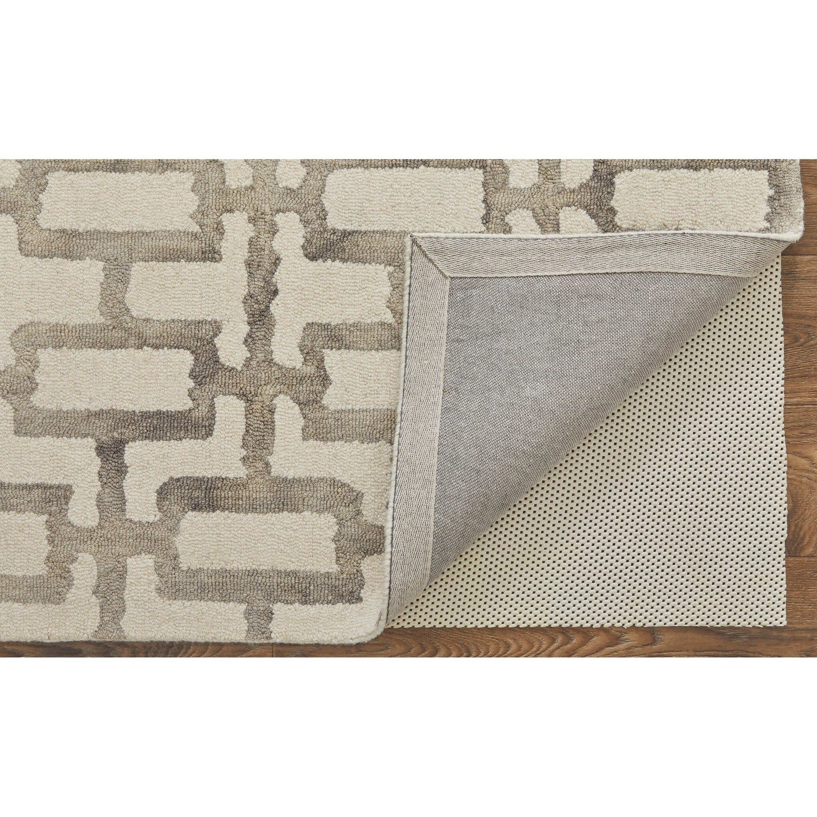 Feizy Lorrain 8919F Modern Geometric Rug in Ivory/Taupe