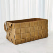 Global Views Soft Woven Leather Basket - Putty