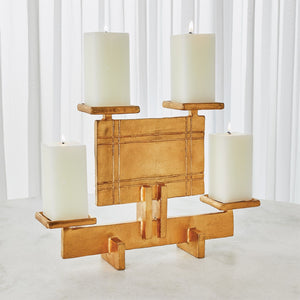 Global Views Industrial Era Candleholder - Gold