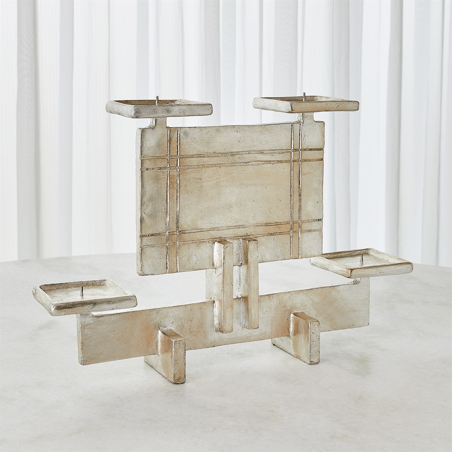 Global Views Industrial Era Candleholder - Silver