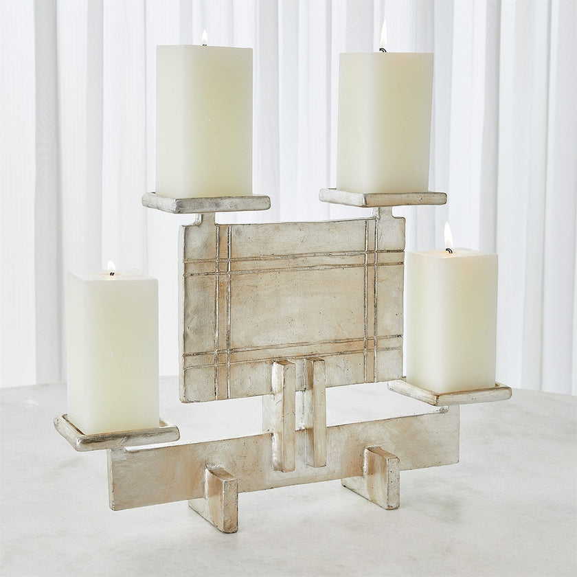 Global Views Industrial Era Candleholder - Silver