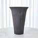 Global Views Flared Fluted Vase - Matte Black