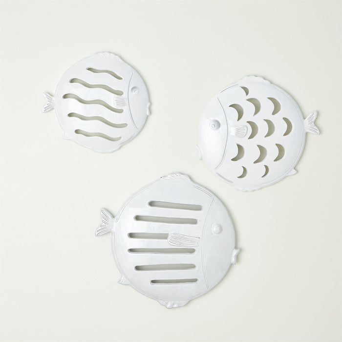 Global Views Wall Mount Fish - Matte White