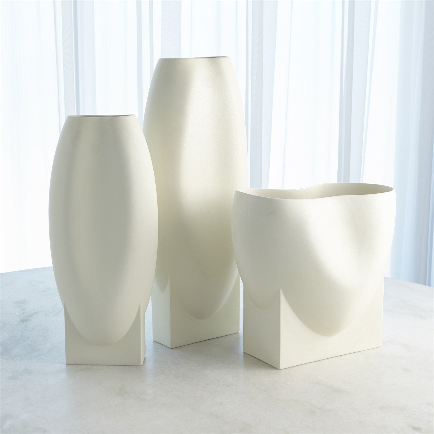 Global Views Orpheus Vases & Bowl - Ivory