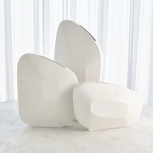 Global Views Offset Square Scratch Vase - Matte White