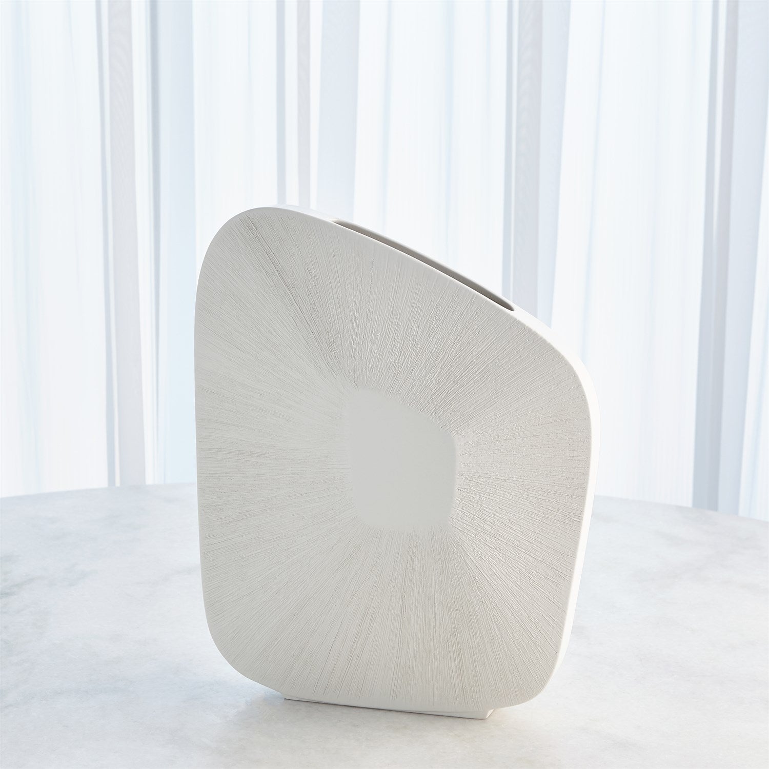 Global Views Offset Square Scratch Vase - Matte White