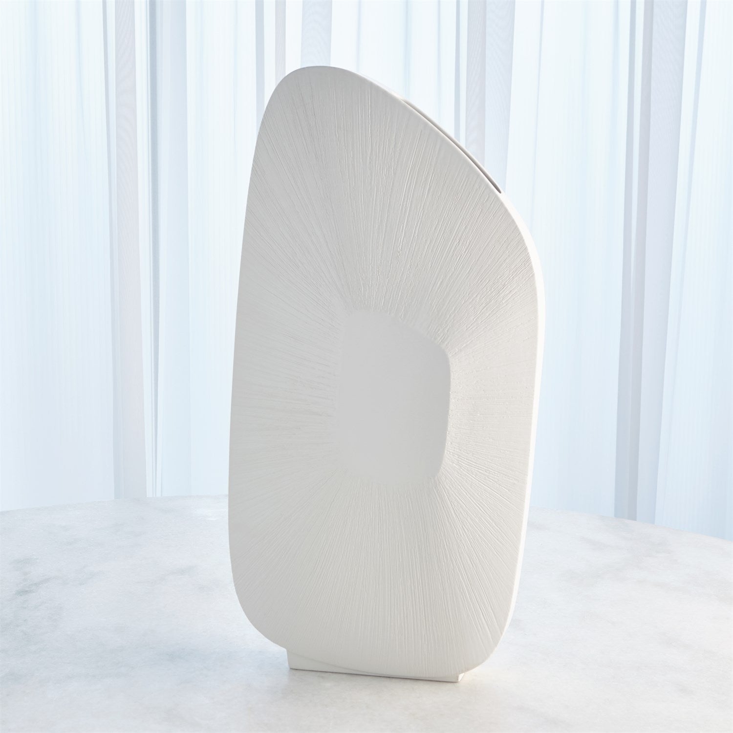 Global Views Offset Square Scratch Vase - Matte White