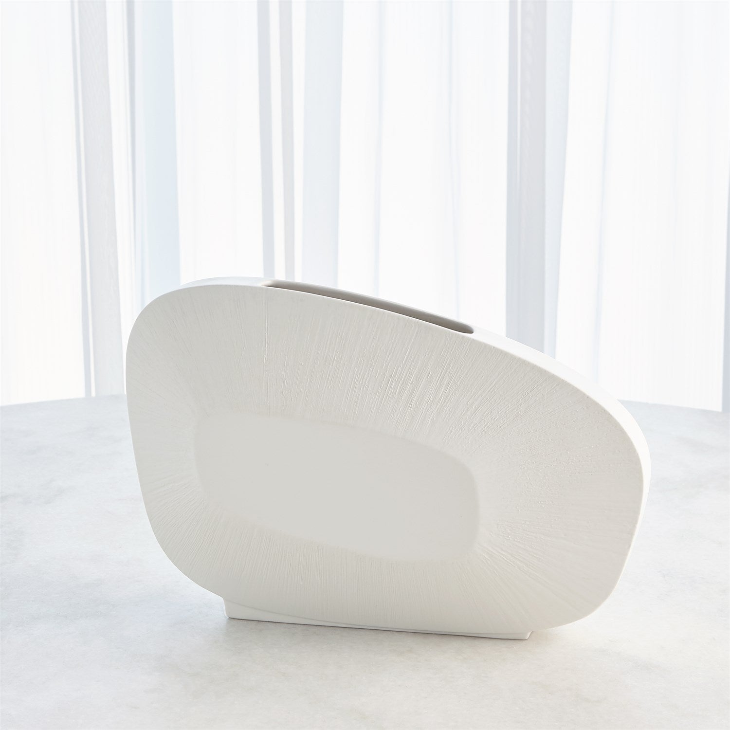 Global Views Offset Square Scratch Vase - Matte White