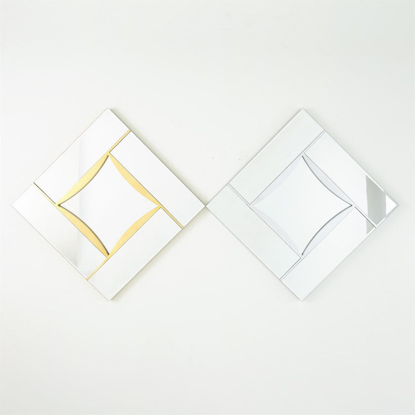 Global Views Diamond Shape Mirror - Gold Leaf
