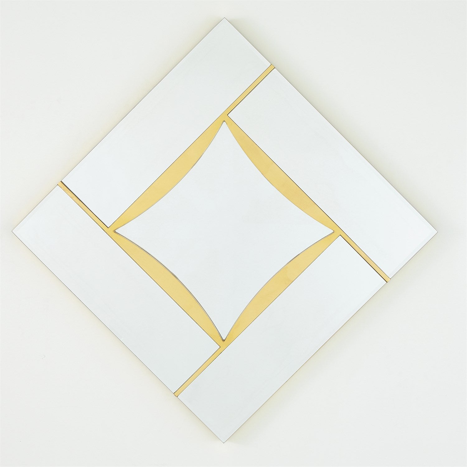 Global Views Diamond Shape Mirror - Gold Leaf