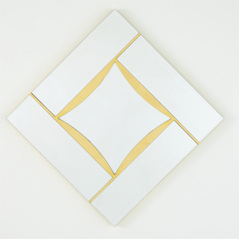 Global Views Diamond Shape Mirror - Gold Leaf