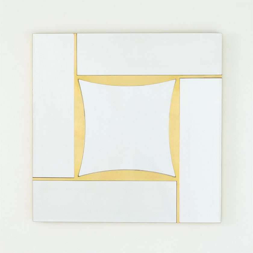 Global Views Diamond Shape Mirror - Gold Leaf