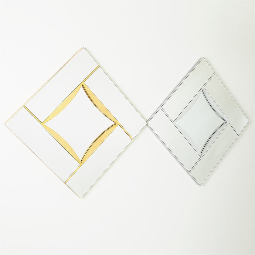 Global Views Diamond Shape Mirror - Gold Leaf