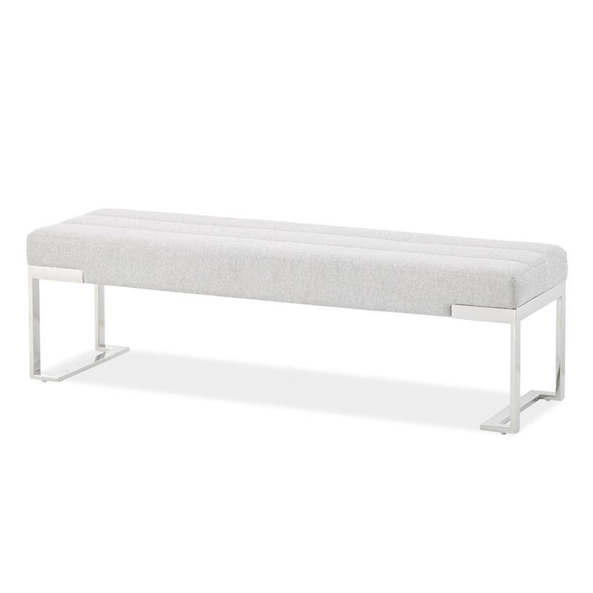 Michael Amini Tulip Accent Bench - Gray/Chrome