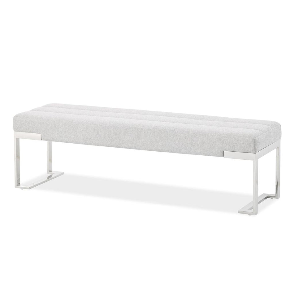 Michael Amini Tulip Accent Bench - Gray/Chrome
