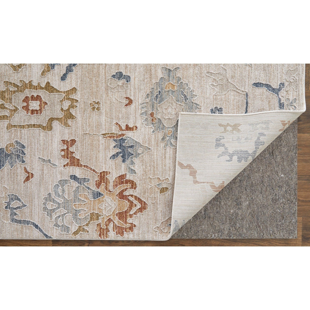 Feizy Pasha 39M8F Transitional Floral & Botanical in Ivory/Blue/Gold