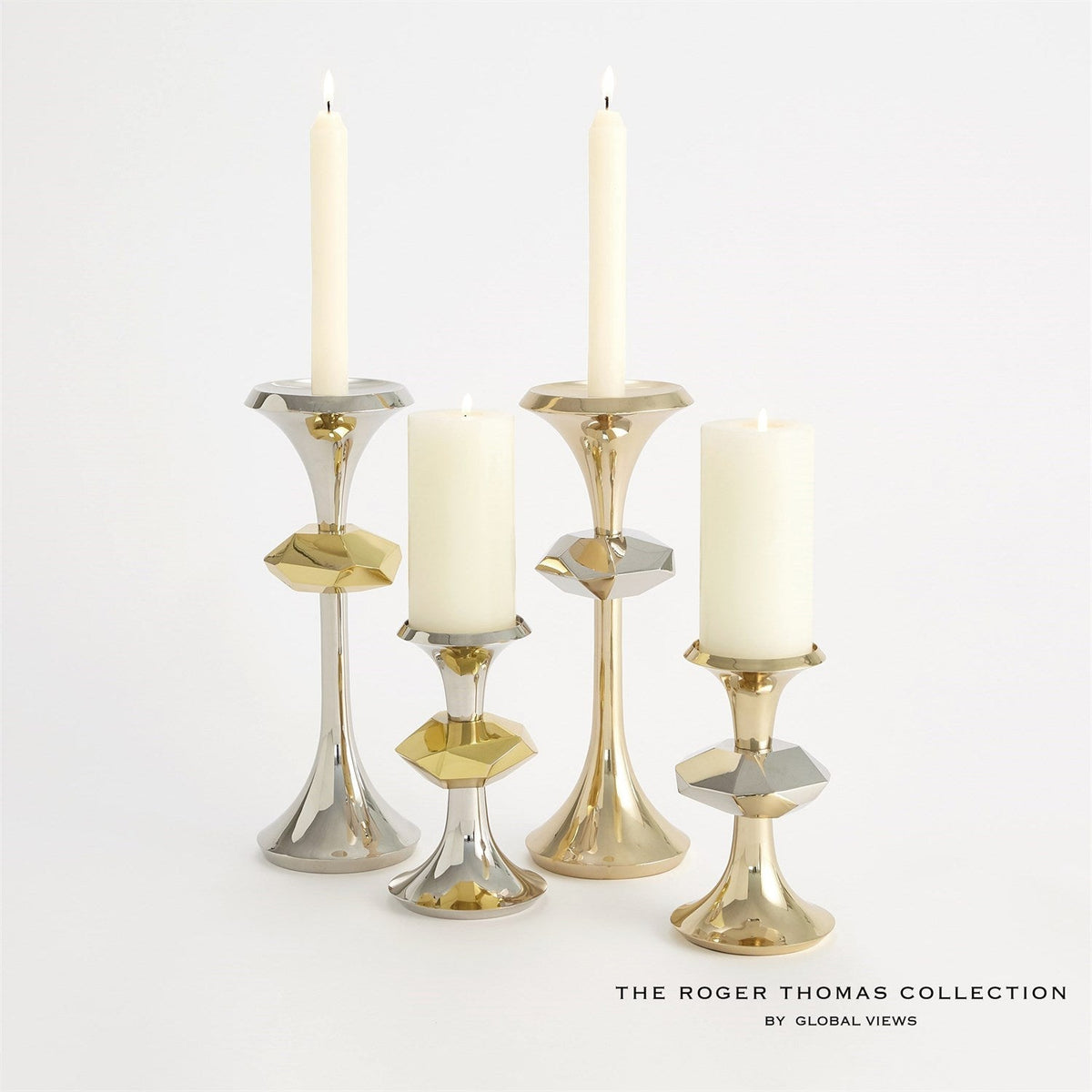 Global Views Gabriel Candle Holder - Nickel