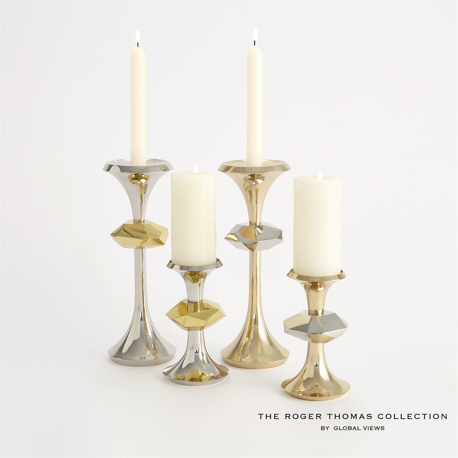 Global Views Gabriel Candle Holder - Nickel