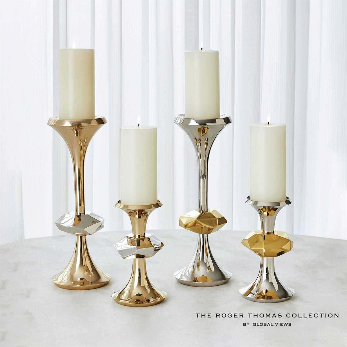 Global Views Gabriel Candle Holder - Nickel