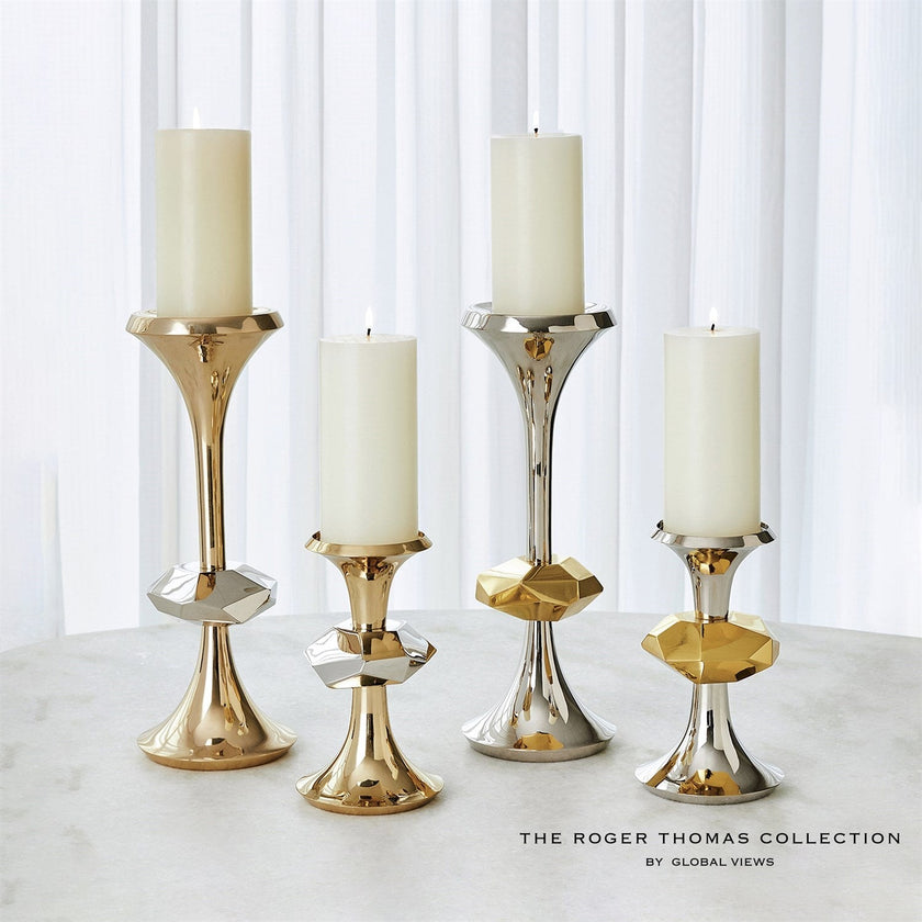 Global Views Gabriel Candle Holder - Nickel