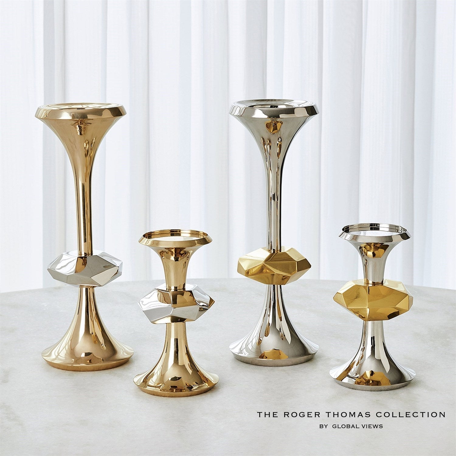 Global Views Gabriel Candle Holder - Nickel