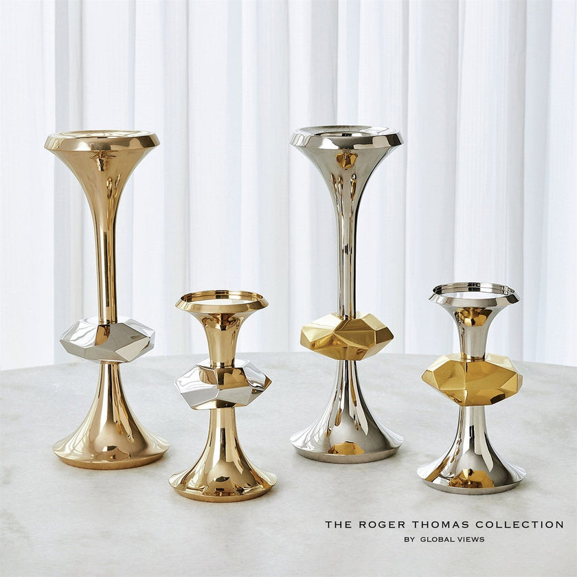 Global Views Gabriel Candle Holder - Nickel