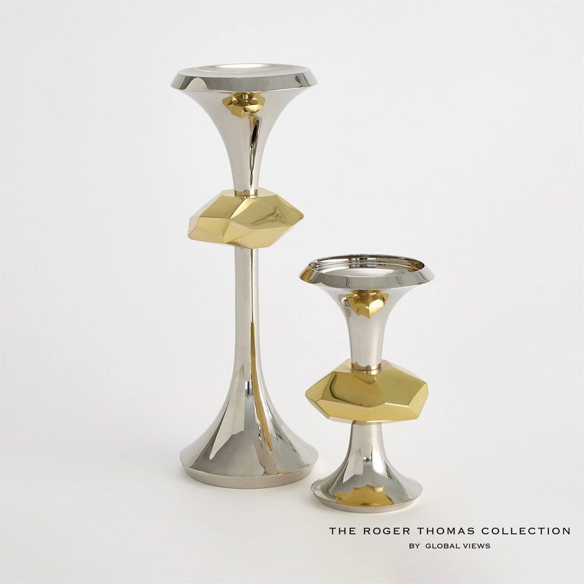 Global Views Gabriel Candle Holder - Nickel