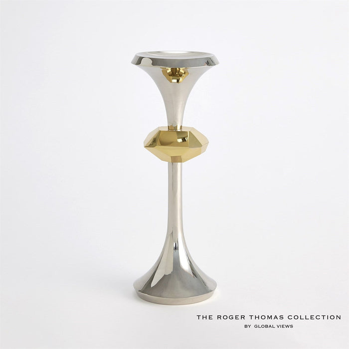 Global Views Gabriel Candle Holder - Nickel