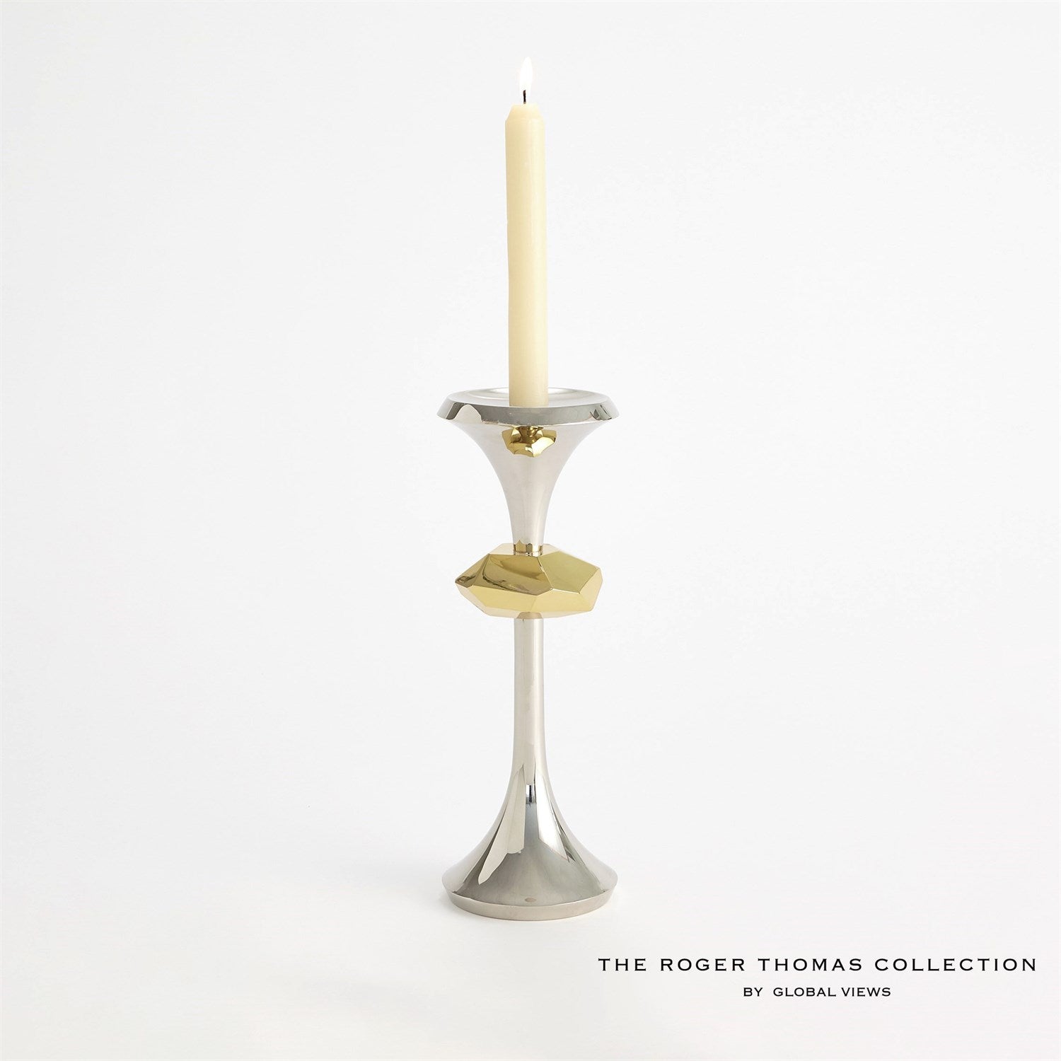 Global Views Gabriel Candle Holder - Nickel