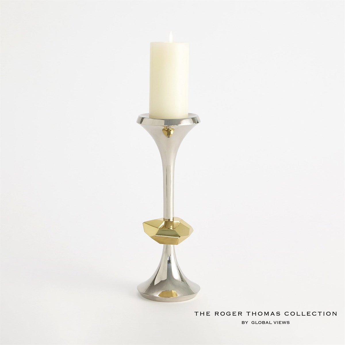 Global Views Gabriel Candle Holder - Nickel