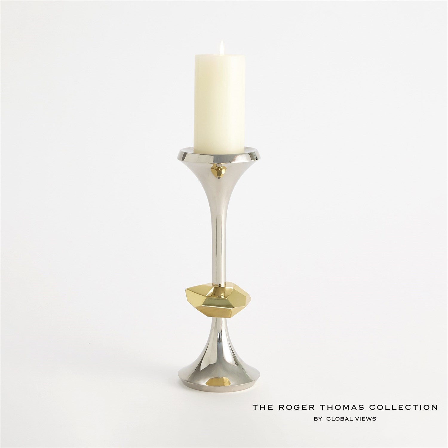 Global Views Gabriel Candle Holder - Nickel