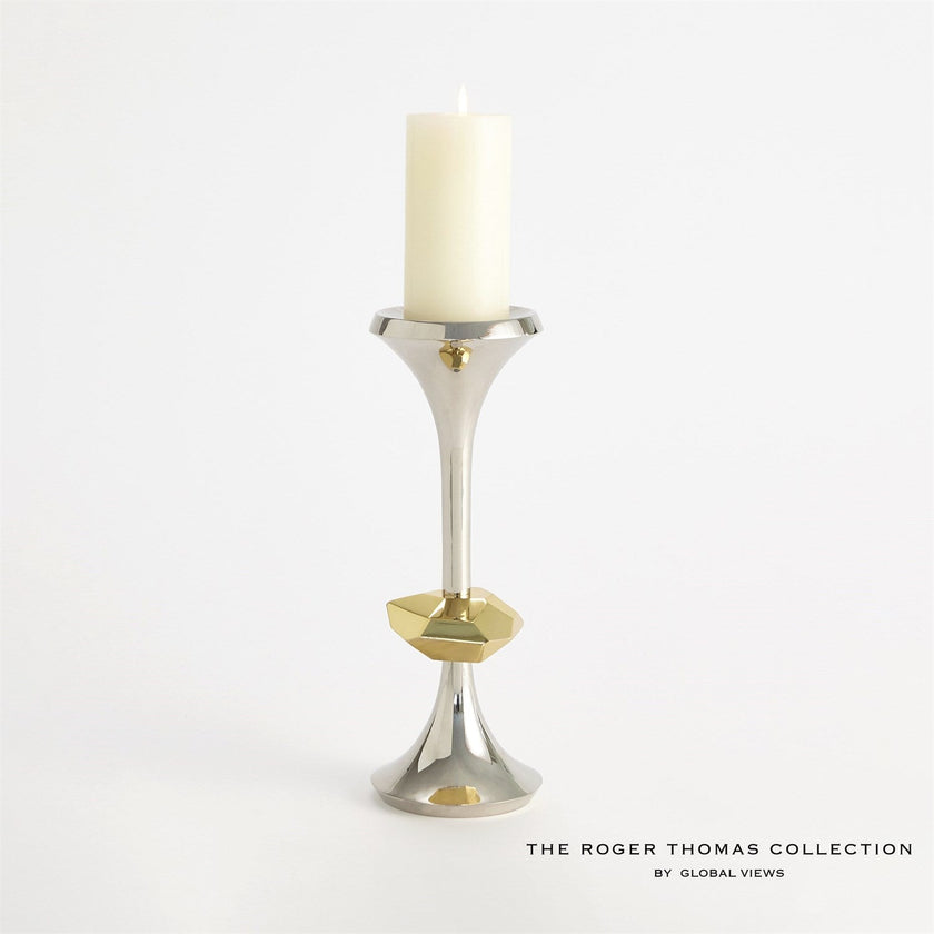 Global Views Gabriel Candle Holder - Nickel