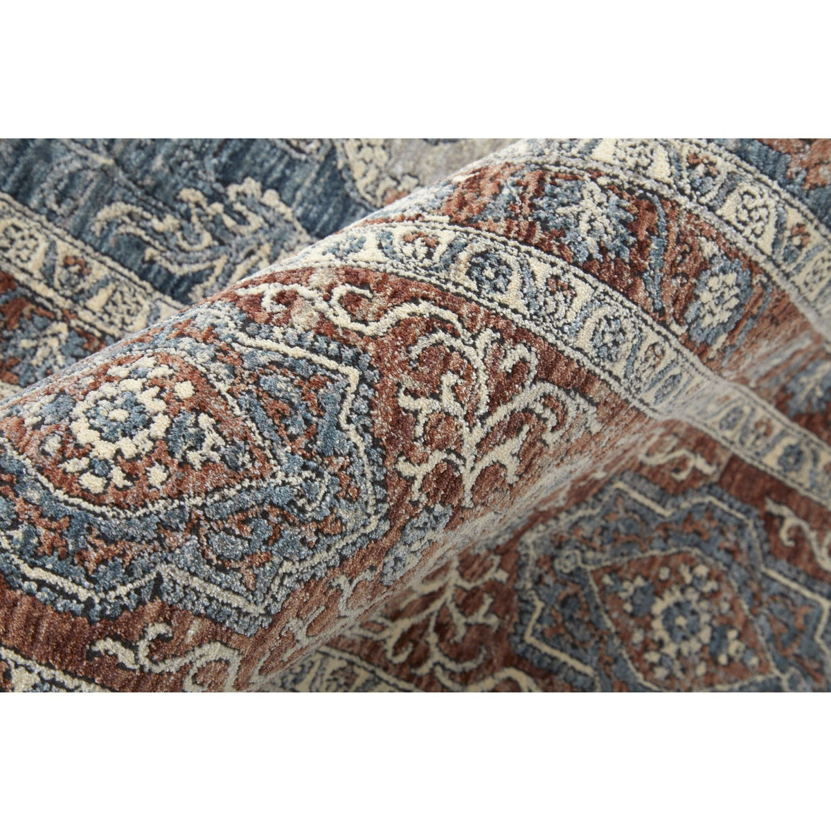 Feizy Marquette 39GRF Transitional Medallion in Gray/Red/Blue