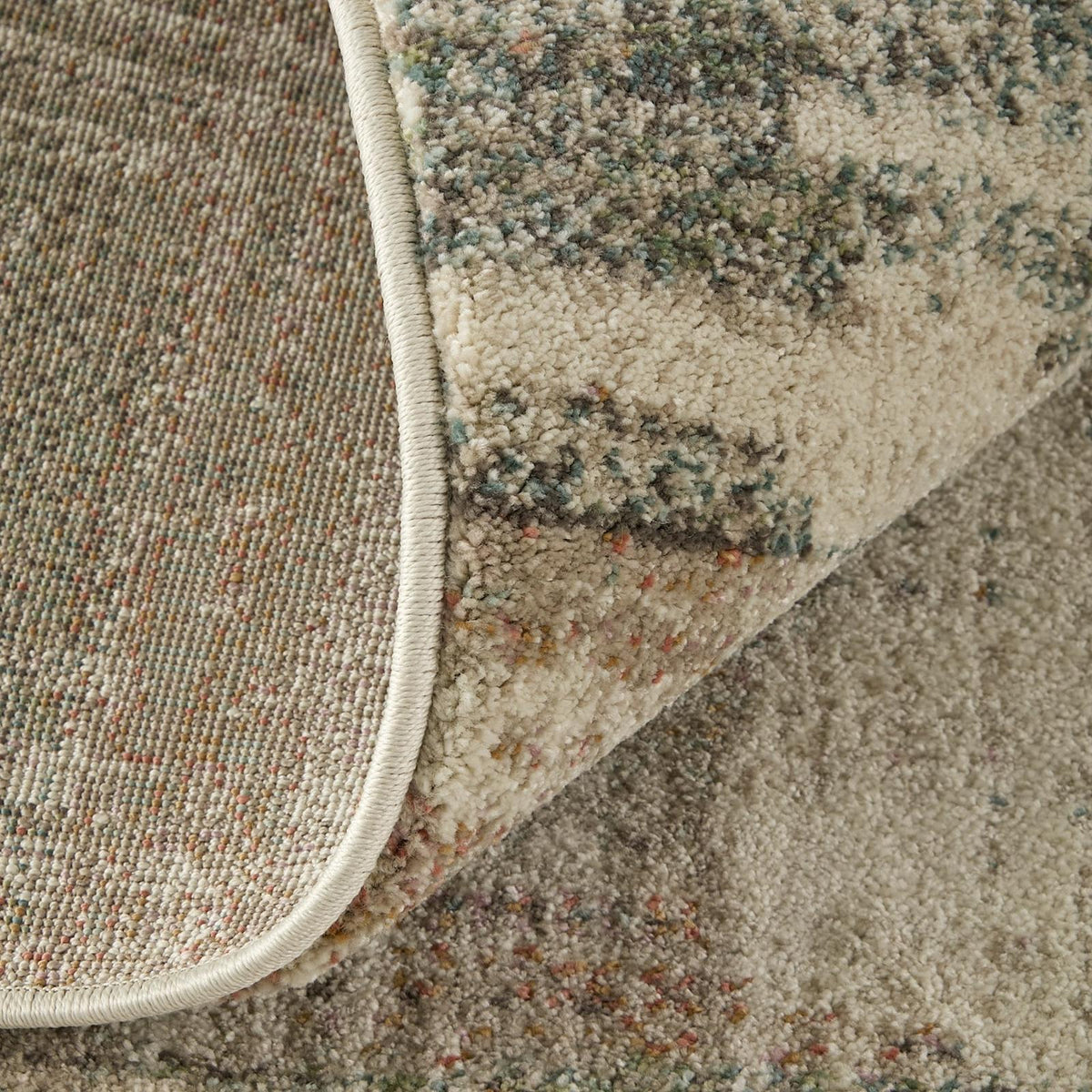 Feizy Eden 39QWF Modern Abstract Rug in Ivory/Gray/Green