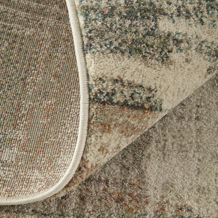 Feizy Eden 39QWF Modern Abstract Rug in Ivory/Gray/Green