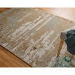 Feizy Aura 3567F Modern Abstract Rug in Ivory/Gold/Gray