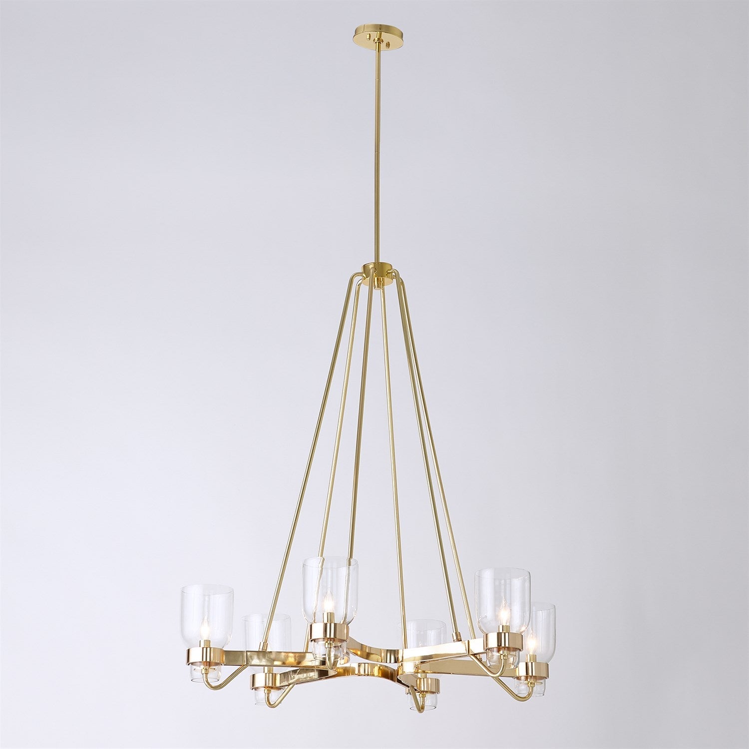 Global Views Six Light Chandelier - Shiny Brass