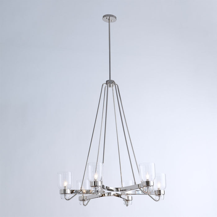 Global Views Six Light Chandelier - Shiny Nickel