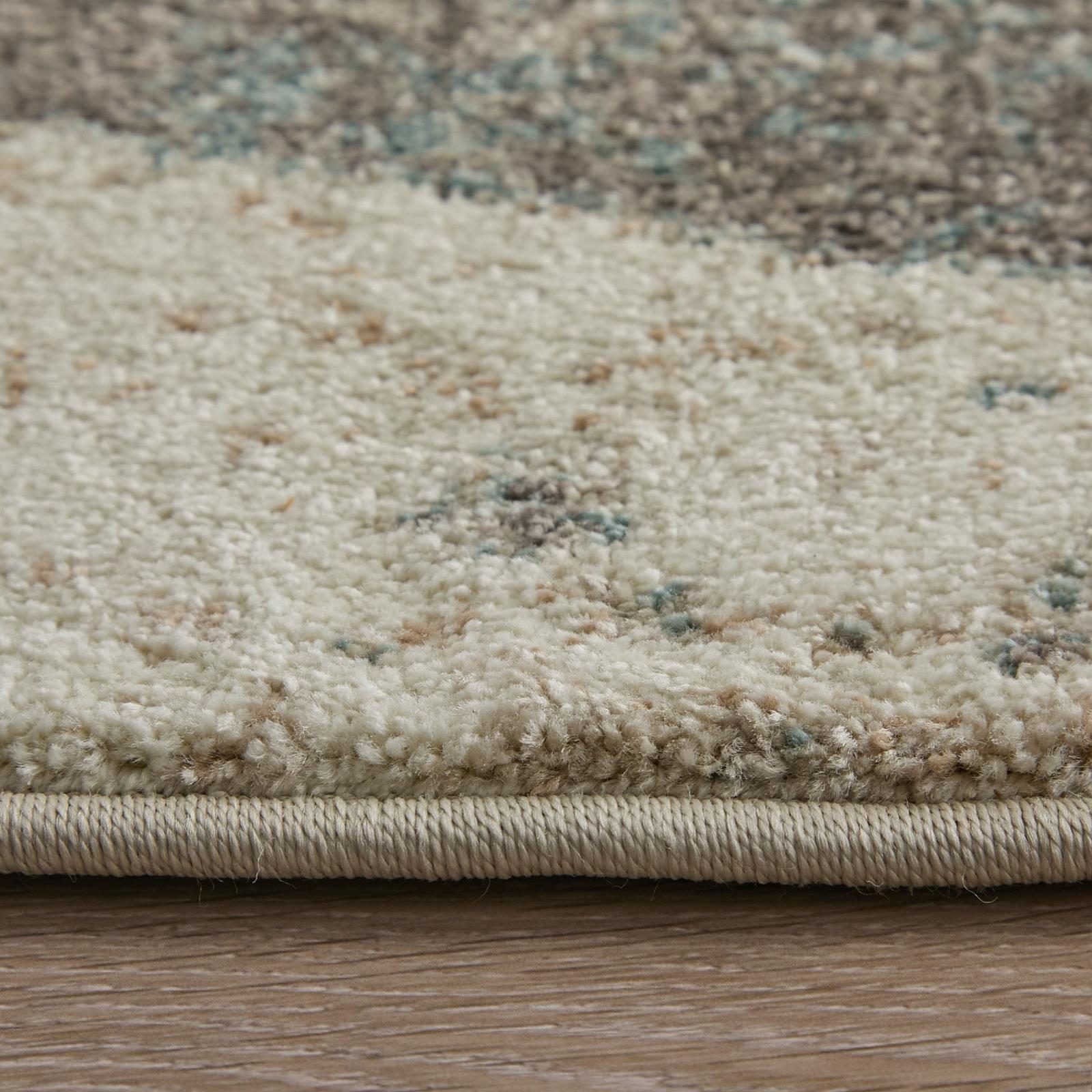 Feizy Eden 39QVF Modern Color Block Rug in Ivory/Blue/Green