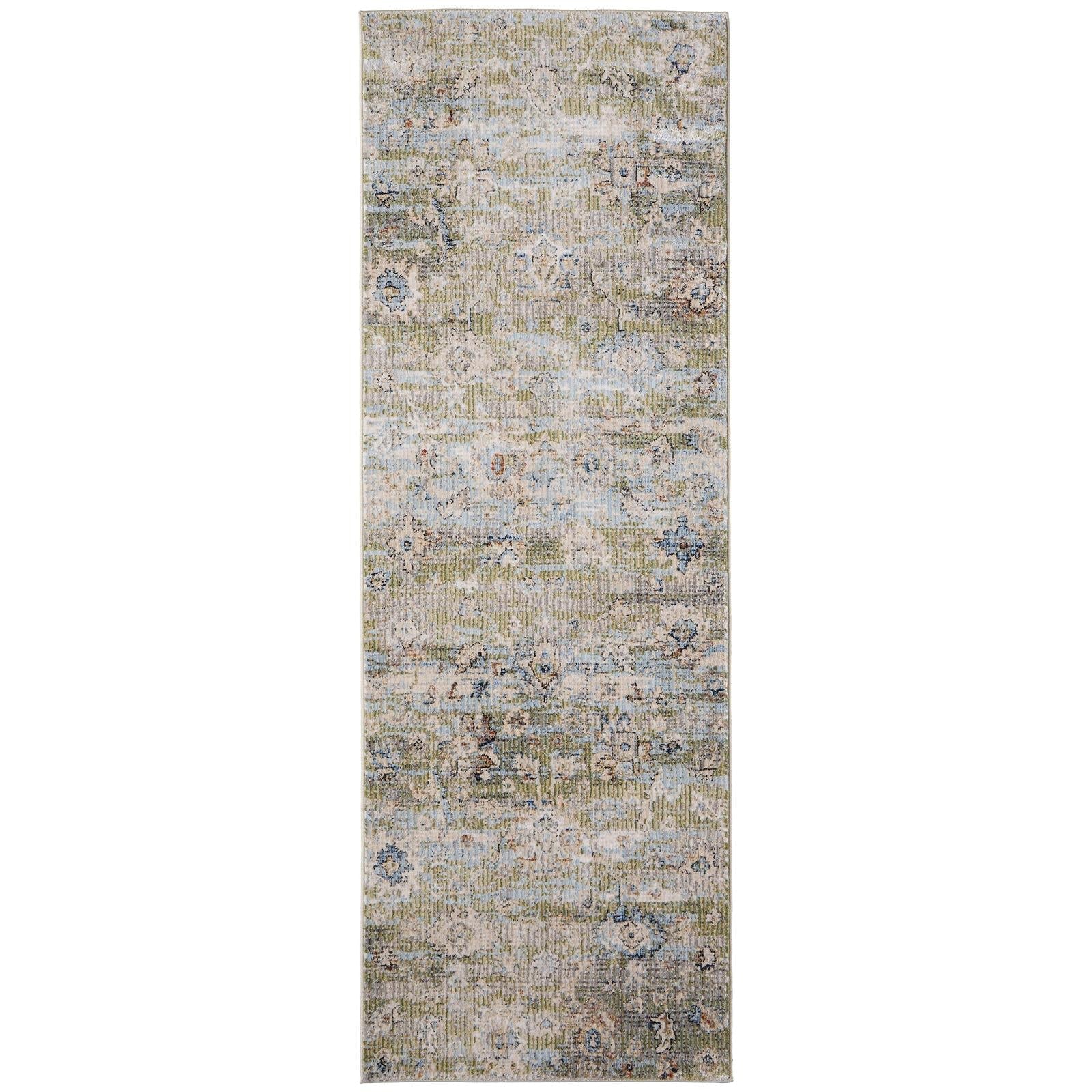 Feizy Melrose 39P3F Traditional Floral & Botanical Rug in Green/Ivory/Blue