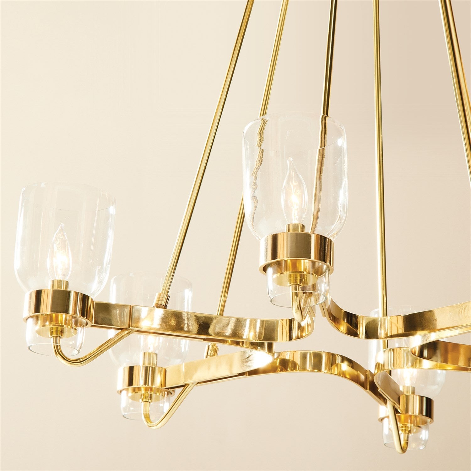 Global Views Six Light Chandelier - Shiny Brass