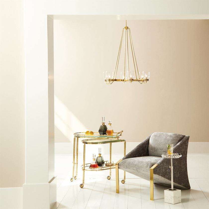 Global Views Six Light Chandelier - Shiny Brass