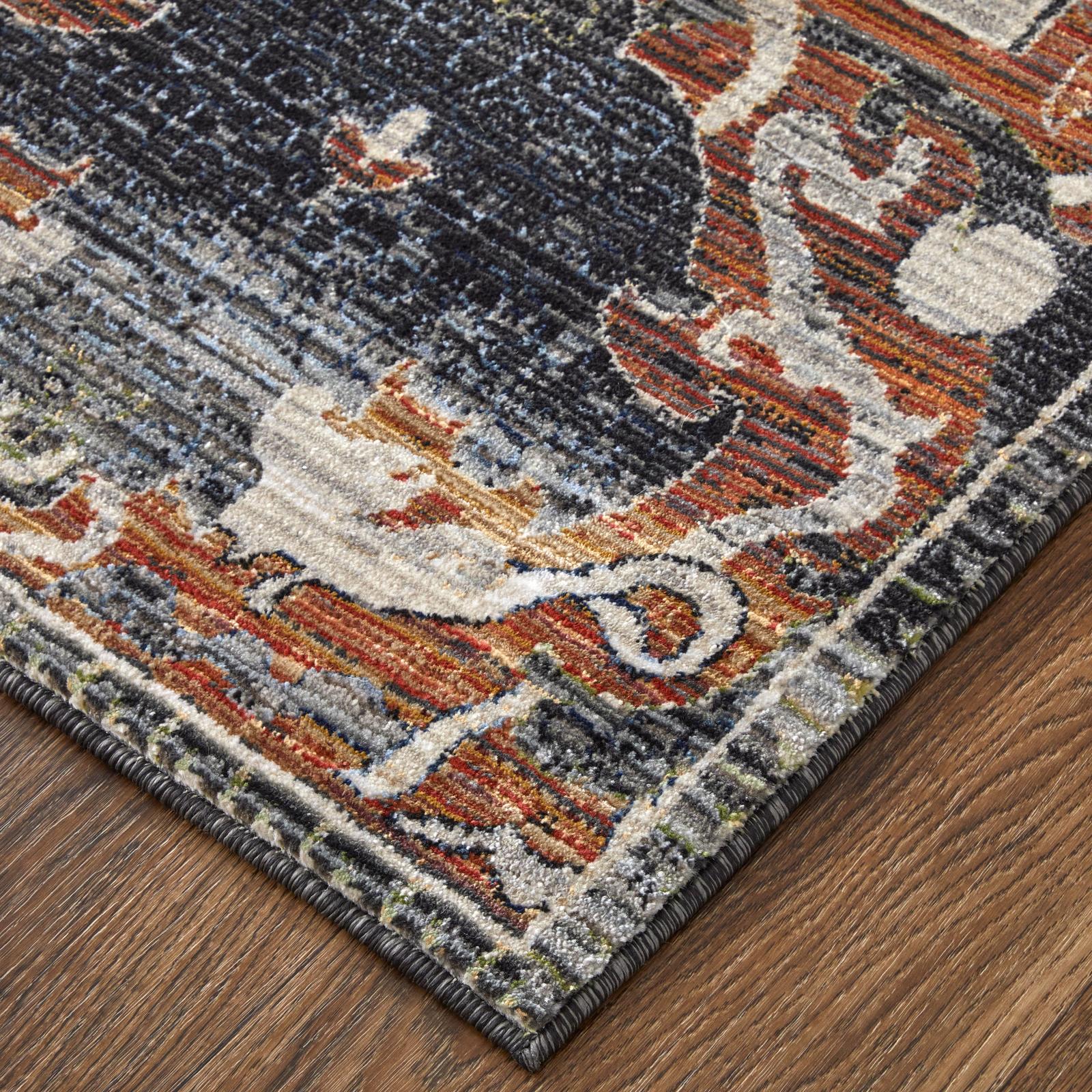 Feizy Melrose 39P2F Transitional Ikat Rug in Ivory/Red/Gray