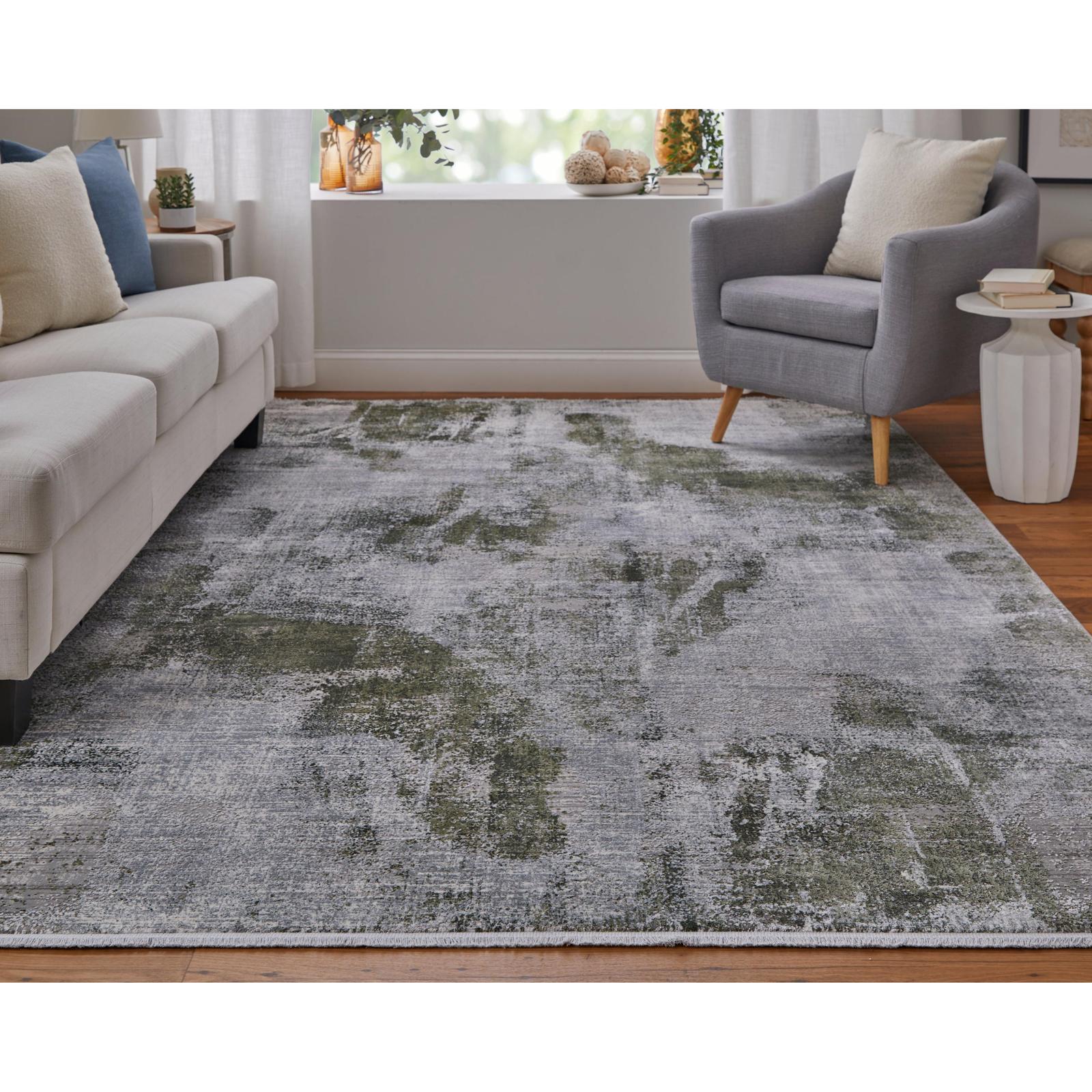 Feizy Cadiz 39N5F Modern Ikat Rug in Gray/Green/Silver