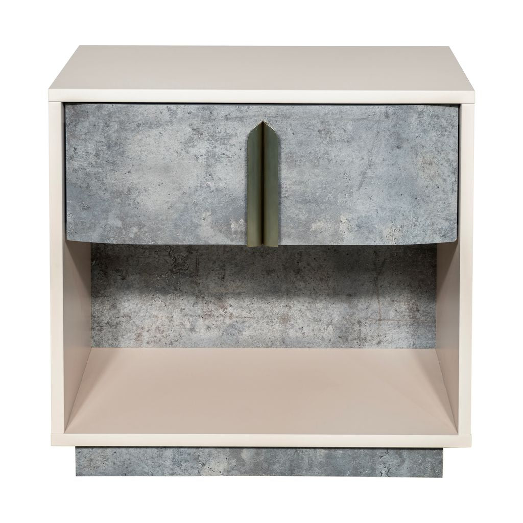 Michael Amini Pavira 1-Drawer Nightstand with LED Lights - Stone