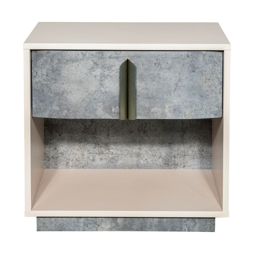 Michael Amini Pavira 1-Drawer Nightstand with LED Lights - Stone