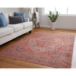 Feizy Rawlins 39HNF Transitional Medallion in Red/Tan/Pink