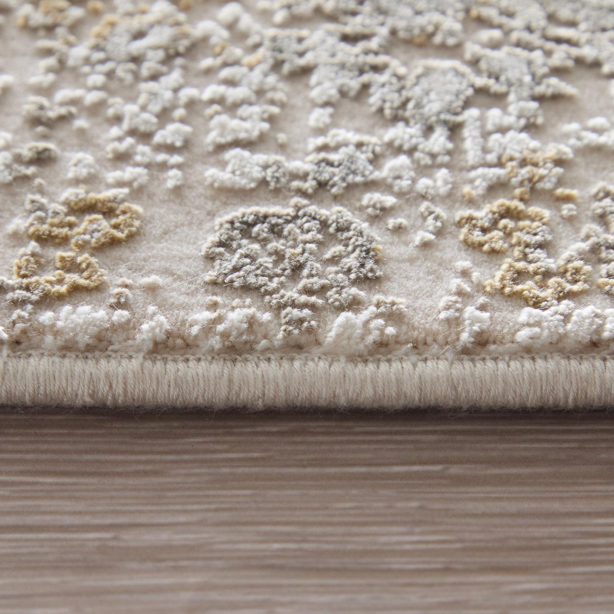 Feizy Cadiz 39T0F Traditional Medallion Rug in Ivory/Gray/Gold
