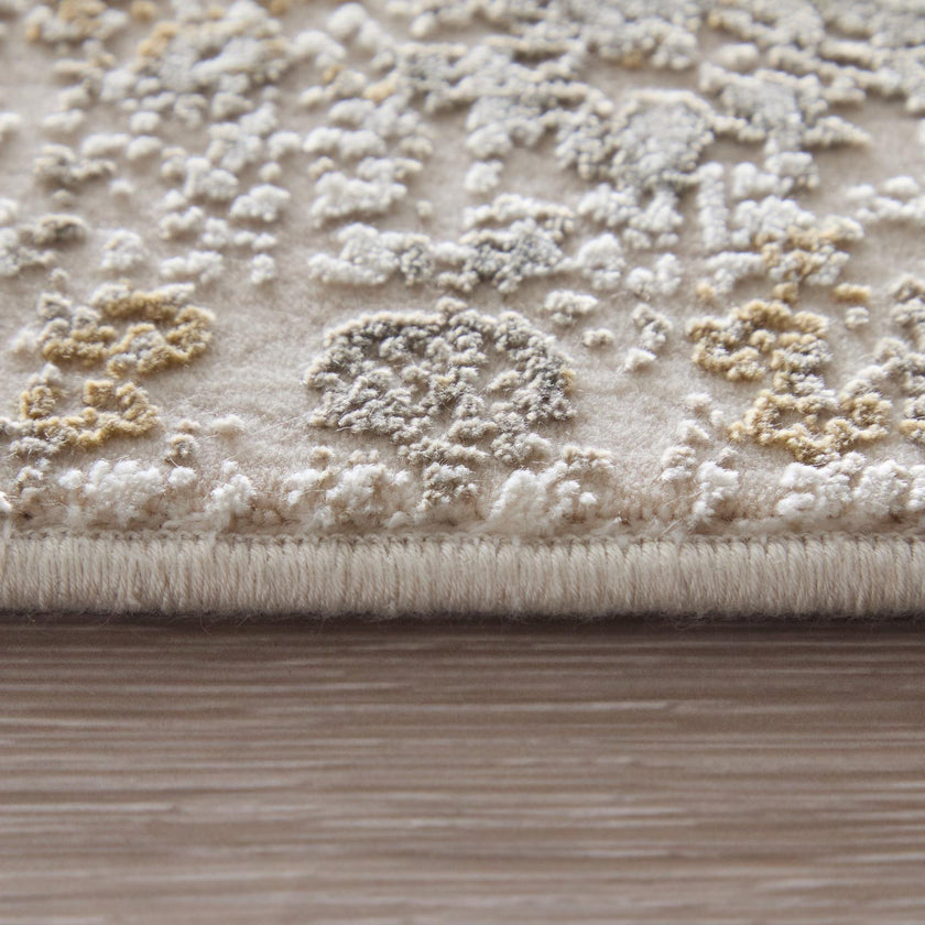 Feizy Cadiz 39T0F Traditional Medallion Rug in Ivory/Gray/Gold